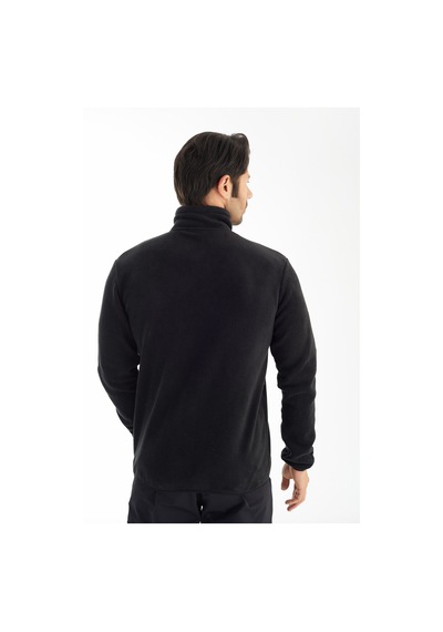 Crozwise Tam Fermuarlı Polar Erkek Sweatshirt 6037-0001 Siyah