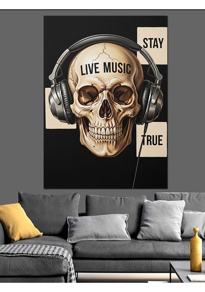 Karizma Tablo Kulaklıklı Canlı Müzik Posteri Dekoratif Kanvas - Mdf Ahşap Tablo