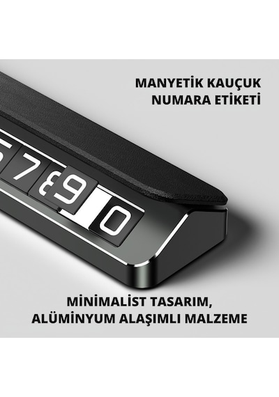 Polham Deri Ve Metal Araç İçi Geçici Park Telefon Numaratörü, Gizlenebilir Numaratör, Manyetik Numaralı 1 Adet