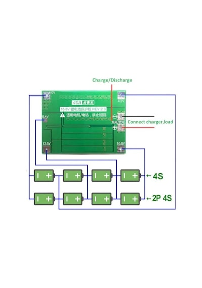 BMS Devre 4S 40A 18650 Lityum Pil Şarj Koruma Devresi (Balanslı)