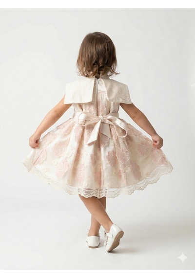 Xo Kids Kız Çocuk Elbise 2-6 Yaş 2613 Bej - Pembe