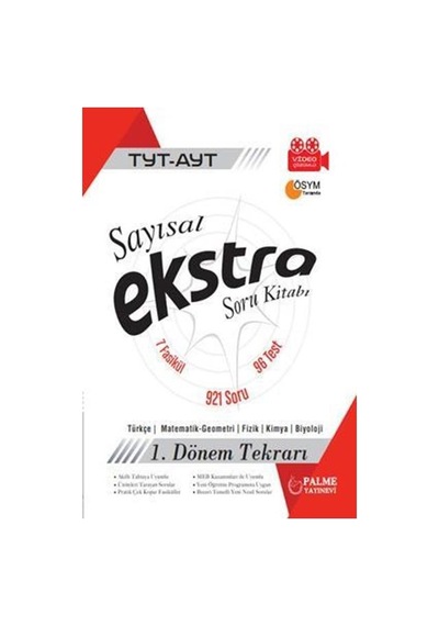 Palme Yks Tyt Ayt Sayısal Ekstra Soru Kitabı 1.Dönem Tekrarı Yen