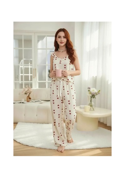 İkikareshop Kadın Ekru Kırmızı Kalp Desenli Uzun Pijama Takımı Yumuşak Pamuklu Rahat Ev Giyimi Özel Tasarım Çok Renkli İkikareshop Kadın Ekru Kırmızı Kalp Desenli Uzun Pijama Takımı Yumuşak Pamuklu Rahat Ev Giyimi Özel Tasarım Çok Renkli