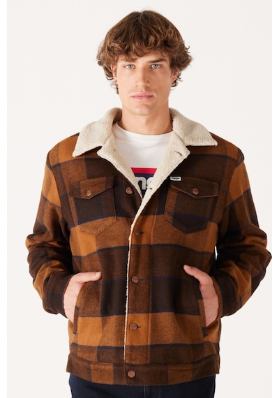 Wrangler Loose Fit Rahat Kesim Dik Yaka Kahverengi Ekoseli Sherpa Ceket W4E0XZY80 Kahverengi Wrangler Loose Fit Rahat Kesim Dik Yaka Kahverengi Ekoseli Sherpa Ceket W4E0XZY80 Kahverengi