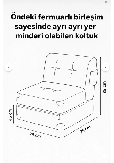 Viscolog Comfy Yeni Nesil Bohem Tekli Koltuk,yataklı Katlanır Berjer,yer Yatağı, Modüler Yapı 75x75cm 85cm gri