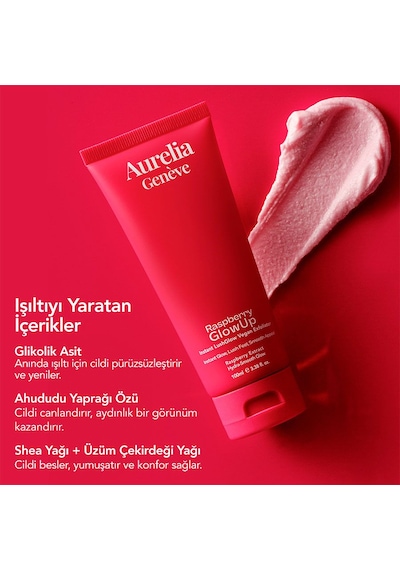 Aurelia Geneve Raspberry Glowup Instant Lushglow Vegan Exfoliator 100ml