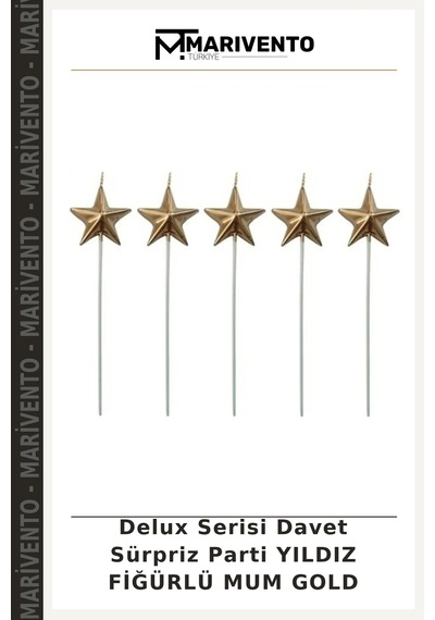 Delux Serisi Davet Sürpriz Parti Yıldız Fiğürlü Mum Gold