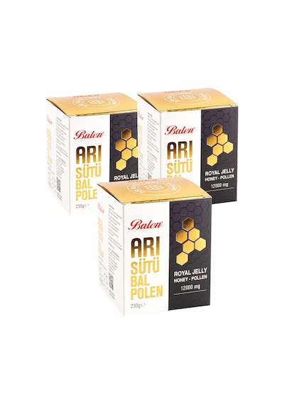 3 Kutu Balen Arı Sütü Bal Polen 230 Gr 1200mg x3