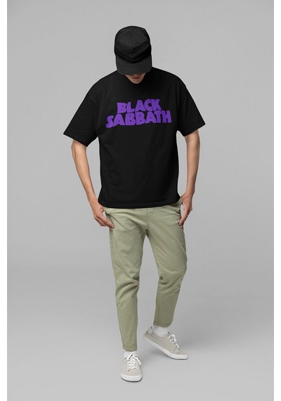 Sevbano Black Sabbath Müzik Grubu Baskılı Unisex Oversize Tasarım Tişört Siyah