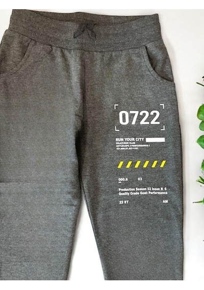 Zekids Erkek Çocuk Run Your City Yazılı Eşofman Alt-14208 Gri