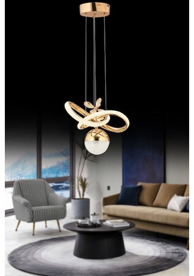 İstanbul Avize Begonvil Gold 3 Renkli Ledli Modern Lüx Led Avize