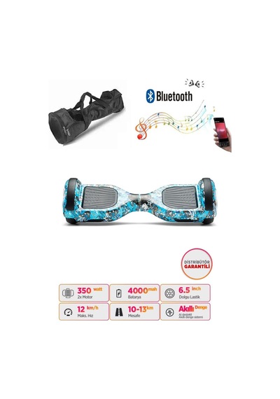 Elektrikli Kaykay Scooter Akıllı Denge Hoverboard + Hoverkart + Çanta Full Ledli Extrem Paket D20