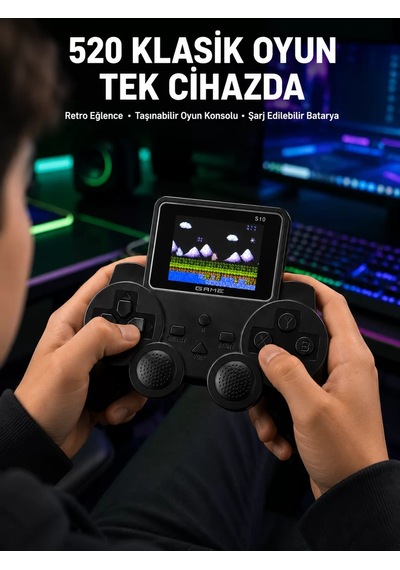 Hepsi 520 Oyunlu Taşınabilir El Oyun Konsolu Tv Bağlantılı Şarjlı Gamepad Najmaddin