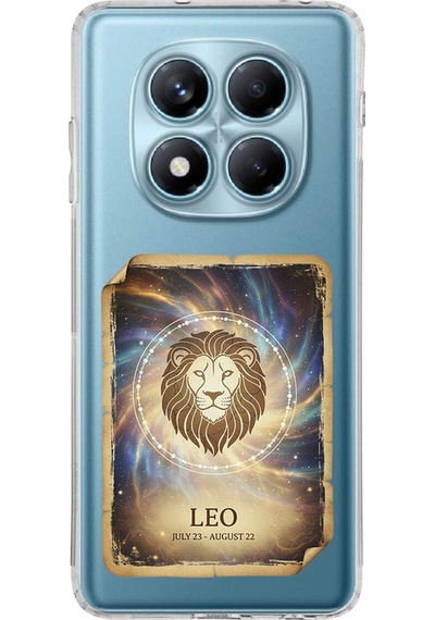 Redmi Note 14 Pro Plus İle Uyumlu Burç Kartları Aslan Tasarımlı Şeffaf Silikon Kılıf Şeffaf