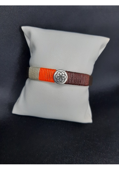 Mryart Unisex Suni Deri İpli Metal Detaylı El Yapımı Bileklik Unisex Çok Renkli