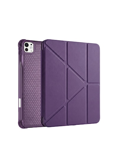 Ps Apple Uyumlu iPad Pro 11 İnç M5 / M4 Tri Folding Standlı Kılıf - Mor Kapaklı Kılıf
