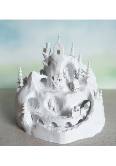 Karlı Diyar Kış Köyü Işıltısı Yılbaşı Dekorasyonu 3d Baskı Tealight Led