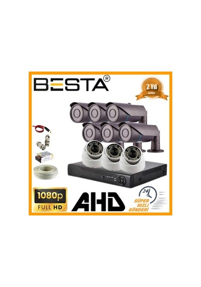 2mp 1080p 6 Dış 3 İç Mekan Kameralı Ahd Güvenlik Seti