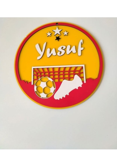 Kapı Süsü Yuvarlak Ahşap Sarı - Kırmızı