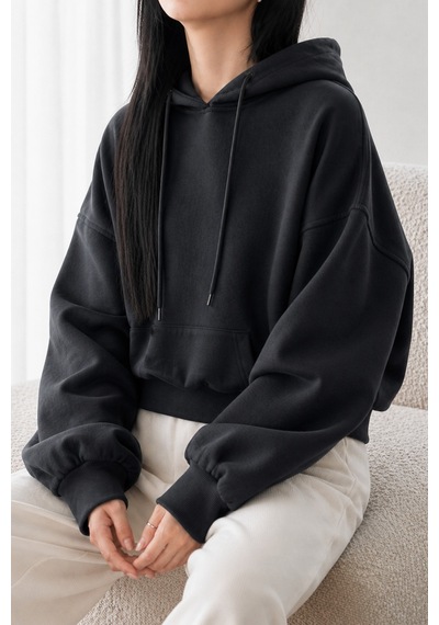 Cool Tarz Kadın Oversize Hoodie Sweatshirt Kapüşonlu Kanguru Cepli Lacivert Lacivert