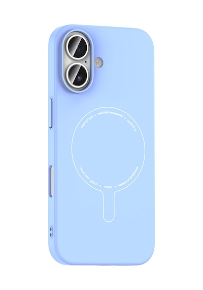 iPhone Uyumlu 16 Kılıf M-safe Şarj Özellikli Kamera Korumalı Ata Elio Sert Pc Kapak - Açık Mavi Çok Renkli