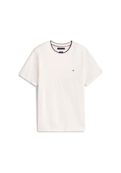 Tommy Hilfiger Cotton Modal Tee, Z00 Erkek Beyaz T-shirt
