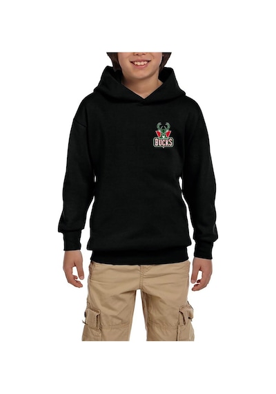Zepplin Giyim Milwaukee Bucks Green Logo Siyah Çocuk Kapşonlu Sweatshirt Siyah