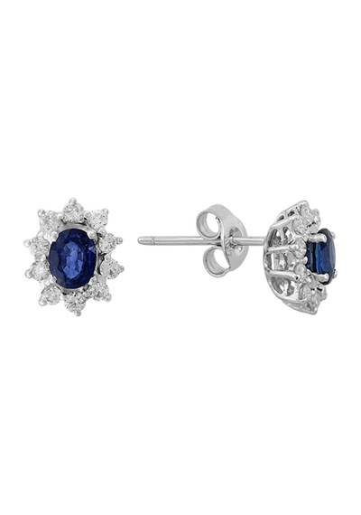 Sirius Pırlanta Ve Oval Safir Taşlı Anturaj Küpe  0817E0008