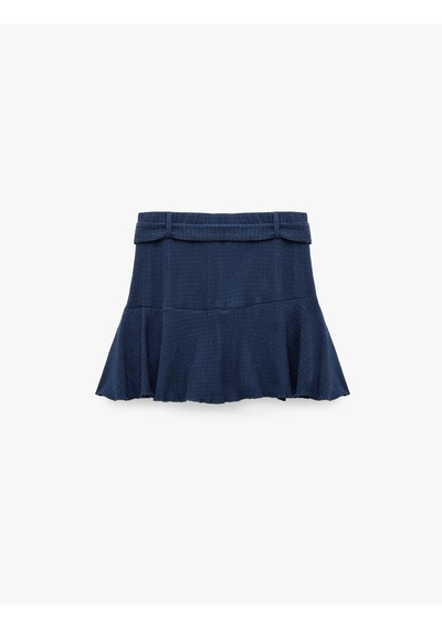 Koton Beli Kuşaklı Bürümcük Kumaş Mini Şort Etek Lacivert 6sal40100ık