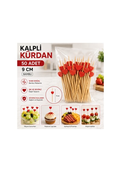 Kalpli Bambu Kürdan 9 Cm 50 Adet - 913901701