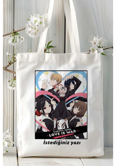 Art Hediye Kaguya-sama: Love İs War Baskılı Bez Omuz Çantası Kişiye Özel Model 1 Çok Renkli