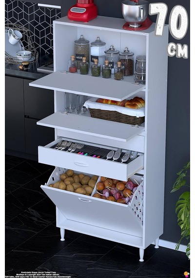 Irmak 70 Cm Çift Kapaklı 2 Çekmeceli 2 Göz Sepetli Çok Amaçlı Mutfak Kiler Banyo Dolabı 70x181x32 Cm Beyaz Irmak 70 Cm Çift Kapaklı 2 Çekmeceli 2 Göz Sepetli Çok Amaçlı Mutfak Kiler Banyo Dolabı 70x181x32 Cm Beyaz