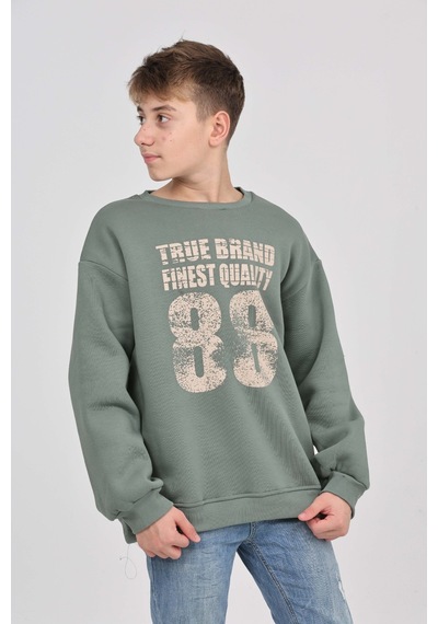 Toontoy Kids Toontoy Erkek Çocuk 88 Baskılı Sweatshirt Koyu Yeşil