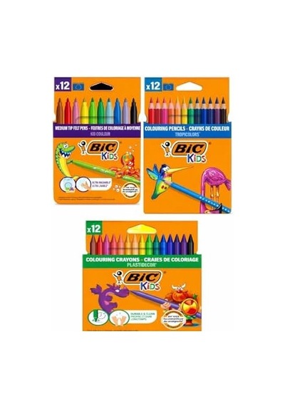 Bic 12' Li Kuru- Pastel- Keçeli 3'lü Boya Kalemi Seti 0