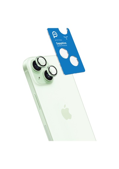 Piili Apple iPhone Uyumlu 15 / 15 Plus Yeşil Safir Lens Koruyucu