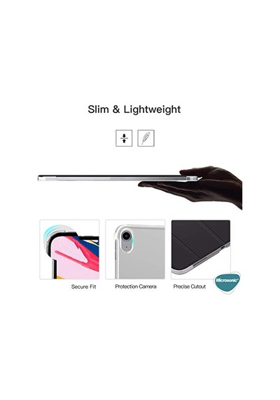 Pro 11 2024 Kılıf A2836-a2837 Slim Translucent Back Smart Cover Siyah İpad Pro 11 2024 İle Uyumlu Kılıf - Siyah