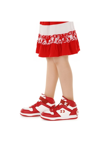 Kiko Kids Carde Günlük Cırtlı Kız Çocuk Spor Ayakkabı Kırmızı Kırmızı