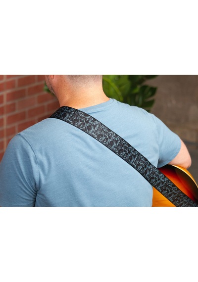 Levy's Deri Geniş Polyester Siyah Ve Gri Kafatası Motifli Gitar Askısı Mpd2-111