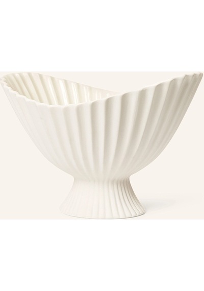Ferm Living Fountain Kase, Mat Bitişli Steinzeug Tasarım Dekoratif Tabak & Kaseler Beyaz