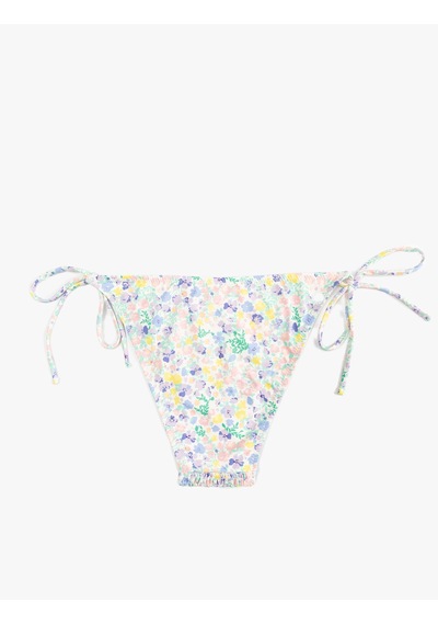 Koton Çiçek Desenli Gipeli Yanları Bağlamalı İpli Bikini Altı Beyaz Desenli 5sak00087mm Beyaz Desenli