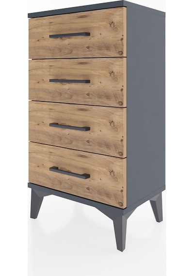Arges Komodin 2 Raflı Tek Kapaklı 44x30x80 Antrasit-çam Antrasit