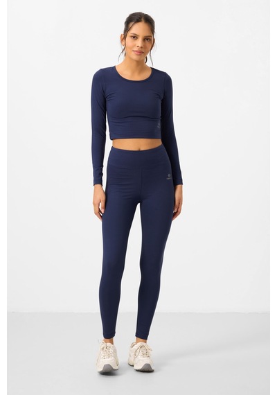 Tommylife İndigo Yüksek Bel Uzun Kollu Slim Fit Crop Top Kadın Tayt Takım - 95286 Tommylife İndigo Yüksek Bel Uzun Kollu Slim Fit Crop Top Kadın Tayt Takım - 95286