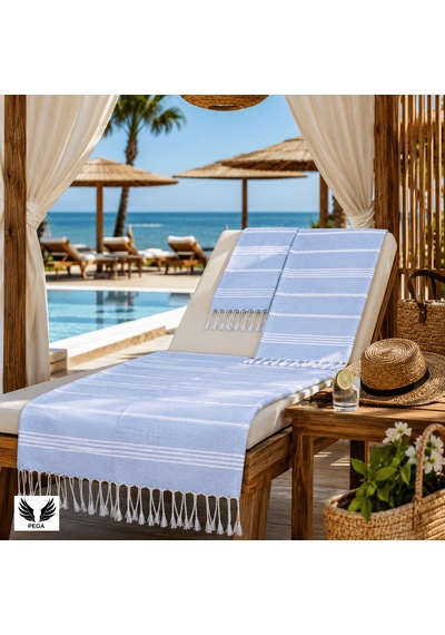 Pega Sultan Peştamal %100 Koton Bebe Mavisi Plaj Havlusu 90 x 170 CM