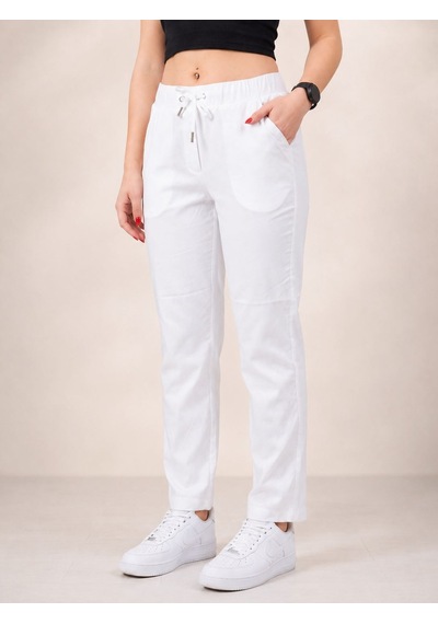Neden Tekstil Basic Beyaz Beli Lastikli Rahat Kesim Pamuklu Pantolon