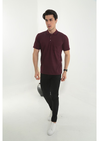 POLO YAKA BABA ERKEK DESENLİ TİŞÖRT BORDO Bordo