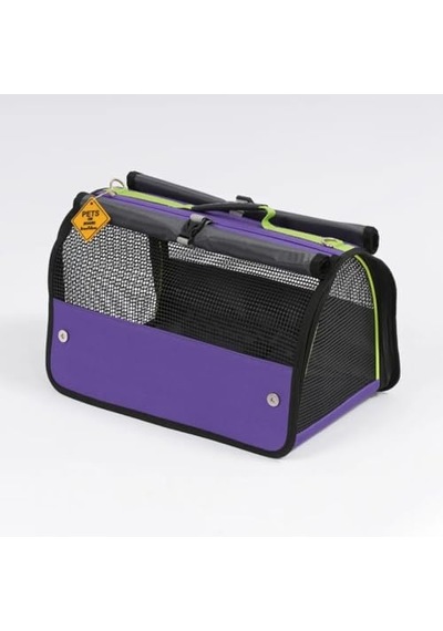 Reyo Brave Paws Flybag Plastik Yırtılmaz Fileli Kedi Ve Köpek Taşıma Çantası Seyahat Çantası Mor 45x25x26cm Havayolu Uçuş Standartlarına Uygun