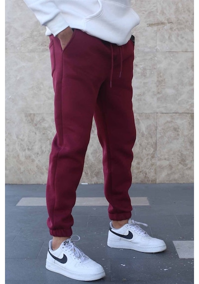 Madmext Bordo Şardonlu Basic Erkek Eşofman Altı 5482 Bordo