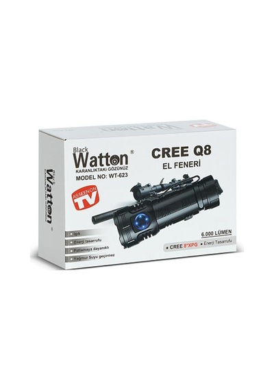 Watton Wt-623 Cree Q8 6.000 Lümen Yağmur Suyu Geçirmez El Feneri Çok Renkli
