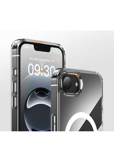 Apple Uyumlu iPhone 17e Kılıf M-safe Şarj Özellikli Şeffaf Sert Pc Zore Embos Kapak - Şeffaf