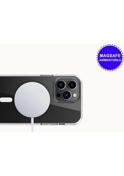 Apple Uyumlu iPhone 13 Pro Max Animasyonlu Sararmaz Magsafe Kılıf Şeffaf